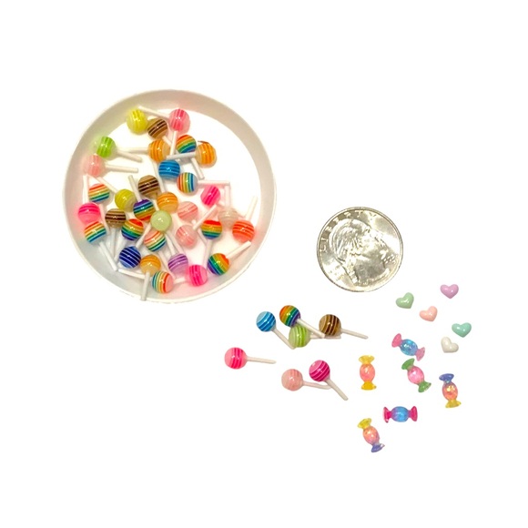 🆕 Candy lollipop Resin Nail Charm 50pc Mixed Pieces - Picture 2 of 7